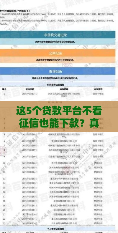 这5个贷款平台不看征信也能下款？真实测评+避坑指南
