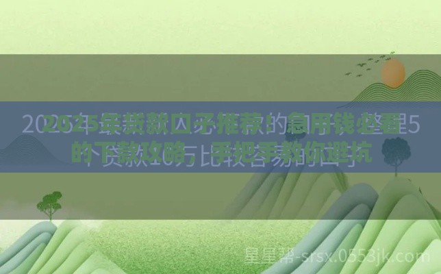 2025年贷款口子推荐！急用钱必看的下款攻略，手把手教你避坑