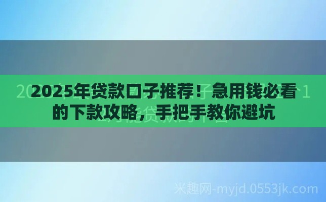 2025年贷款口子推荐！急用钱必看的下款攻略，手把手教你避坑