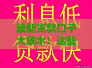 最新贷款口子大放水！这些低息好下款的产品靠谱吗？