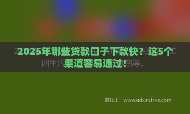 2025年哪些贷款口子下款快？这5个渠道容易通过！