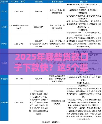 2025年哪些贷款口子下款快？这5个渠道容易通过！