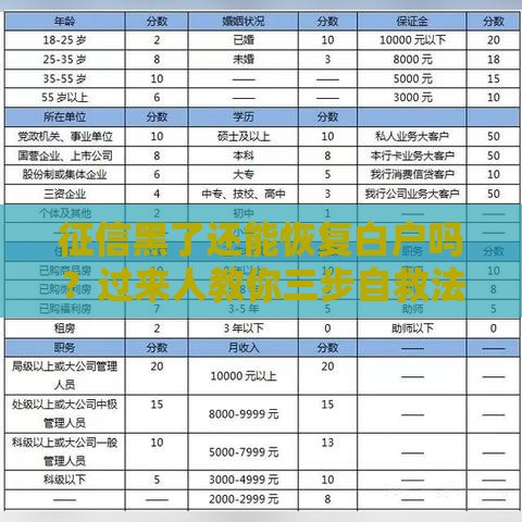 征信黑了还能恢复白户吗？过来人教你三步自救法