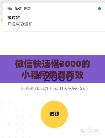 微信快速借3000的小程序亲测有效