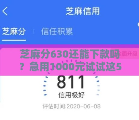 芝麻分630还能下款吗？急用1000元试试这5个平台！