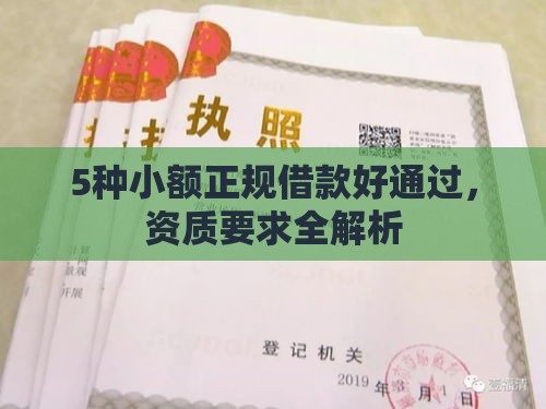 5种小额正规借款好通过，资质要求全解析