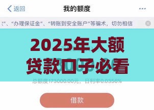 2025年大额贷款口子必看！低息轻松下款攻略