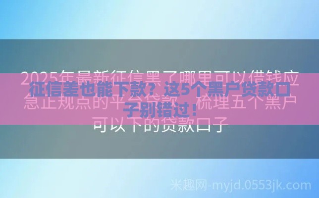 征信差也能下款？这5个黑户贷款口子别错过！