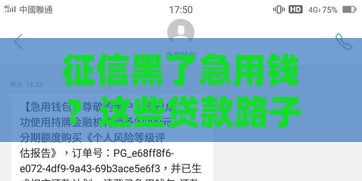 征信黑了急用钱？这些贷款路子或许能帮你一把！