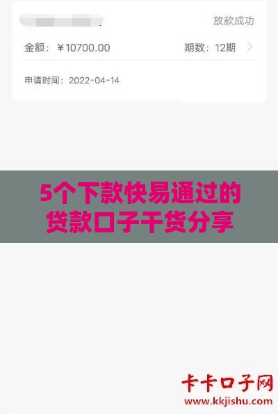 5个下款快易通过的贷款口子干货分享