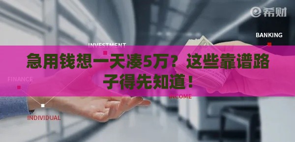 急用钱想一天凑5万？这些靠谱路子得先知道！
