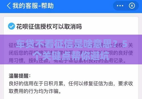 车贷不看征信是啥意思？5个关键点帮你避坑