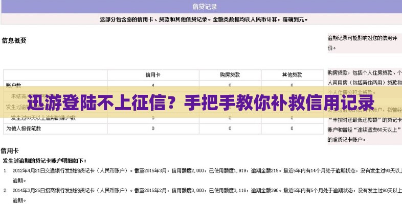迅游登陆不上征信？手把手教你补救信用记录