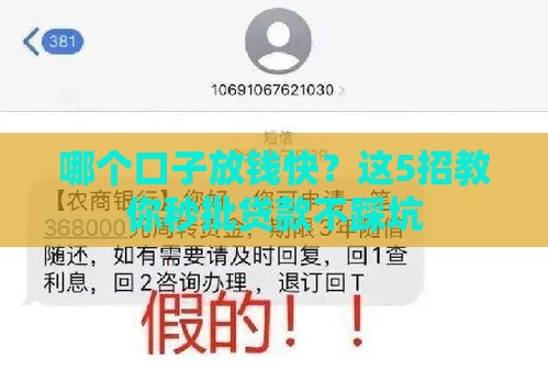 哪个口子放钱快？这5招教你秒批贷款不踩坑