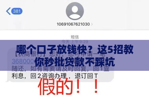 哪个口子放钱快？这5招教你秒批贷款不踩坑