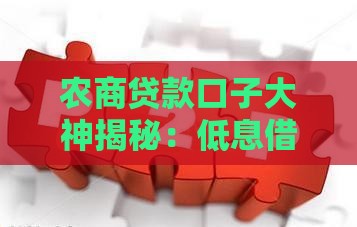 农商贷款口子大神揭秘：低息借款超低门槛，3分钟搞定攻略！