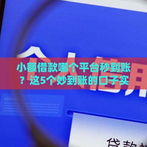 小额借款哪个平台秒到账？这5个妙到账的口子实测靠谱！