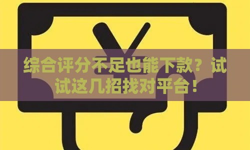 综合评分不足也能下款？试试这几招找对平台！
