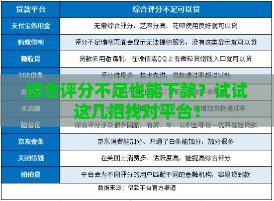 综合评分不足也能下款？试试这几招找对平台！