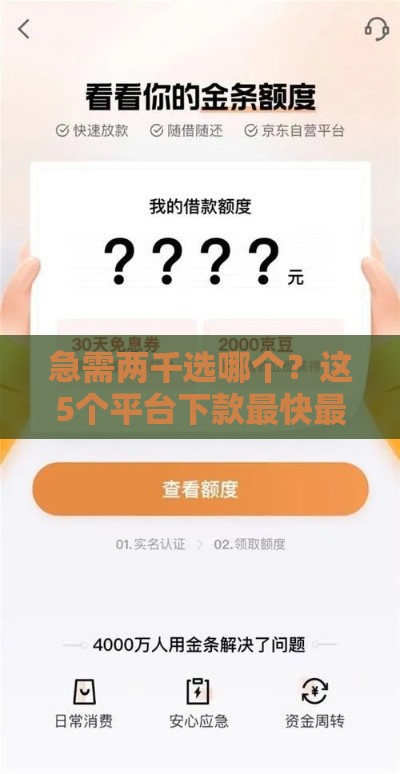 急需两千选哪个？这5个平台下款最快最稳，真实测评避坑指南