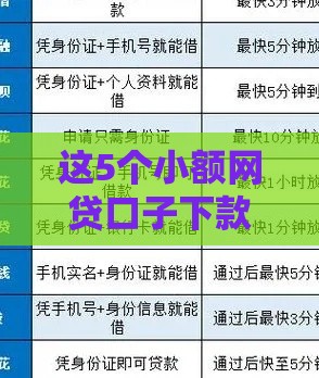 这5个小额网贷口子下款最快