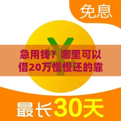 急用钱？哪里可以借20万慢慢还的靠谱渠道盘点