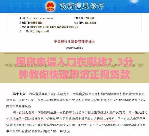 网贷申请入口在哪找？3分钟教你快速申请正规贷款，避坑指南必看！