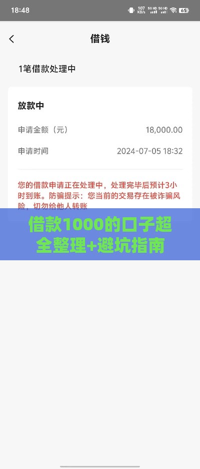 借款1000的口子超全整理+避坑指南