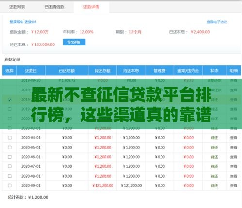 最新不查征信贷款平台排行榜，这些渠道真的靠谱吗？