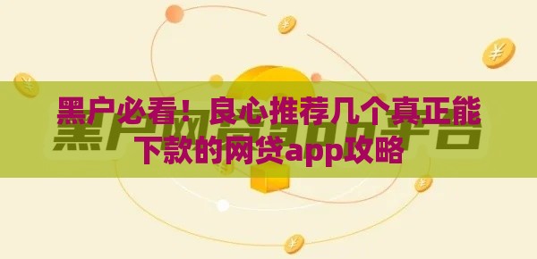 黑户必看！良心推荐几个真正能下款的网贷app攻略