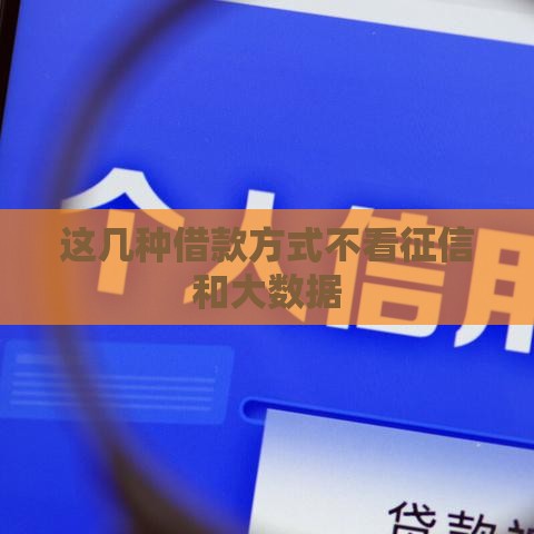 这几种借款方式不看征信和大数据