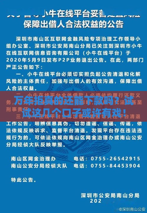 万年拒真的还能下款吗？试试这几个口子或许有戏！