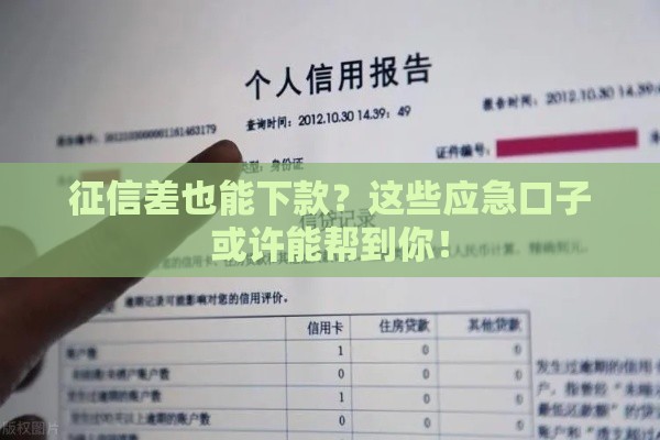 征信差也能下款？这些应急口子或许能帮到你！