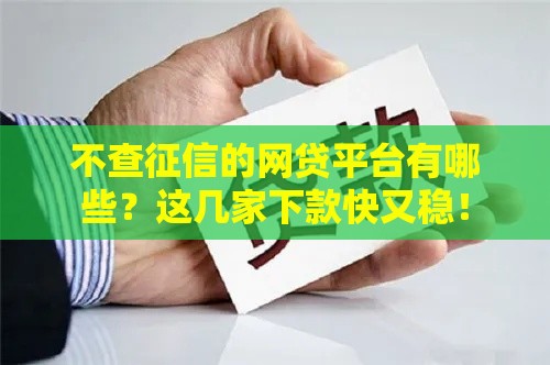 不查征信的网贷平台有哪些？这几家下款快又稳！