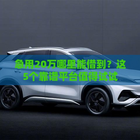急用20万哪里能借到？这5个靠谱平台值得试试