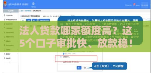 法人贷款哪家额度高？这5个口子审批快、放款稳！