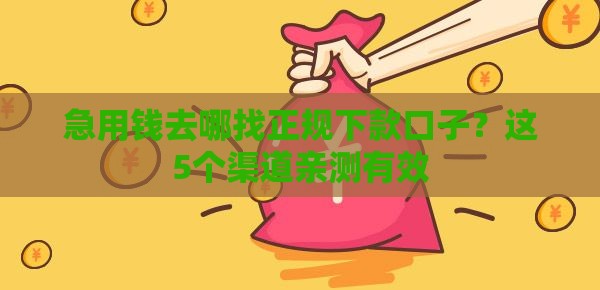 急用钱去哪找正规下款口子？这5个渠道亲测有效