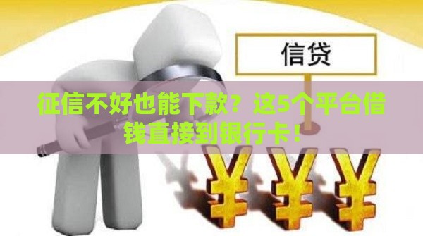 征信不好也能下款？这5个平台借钱直接到银行卡！