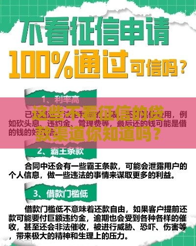 这些不看征信的贷款渠道你知道吗？