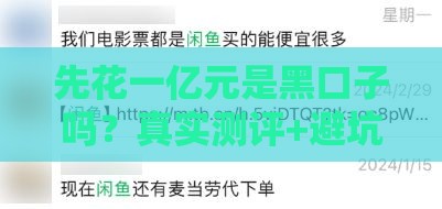 先花一亿元是黑口子吗？真实测评+避坑指南 看完再决定！