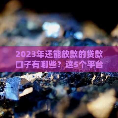 2023年还能放款的贷款口子有哪些？这5个平台下款稳、审核快！