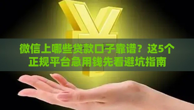 微信上哪些贷款口子靠谱？这5个正规平台急用钱先看避坑指南