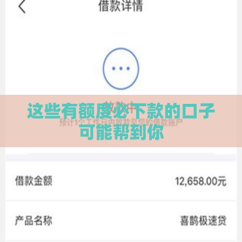这些有额度必下款的口子可能帮到你