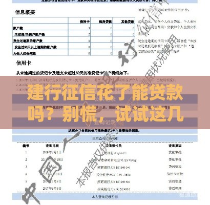 建行征信花了能贷款吗？别慌，试试这几招或许能帮到你