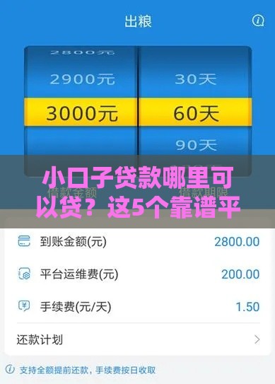 小口子贷款哪里可以贷？这5个靠谱平台快速到账！