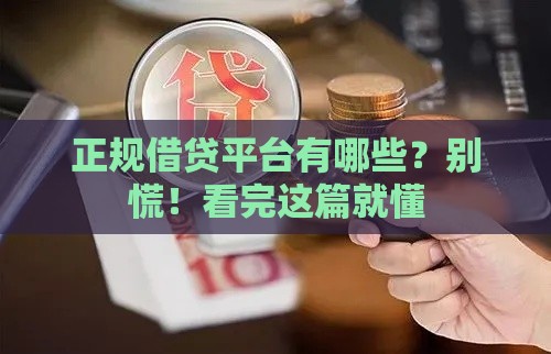 正规借贷平台有哪些？别慌！看完这篇就懂