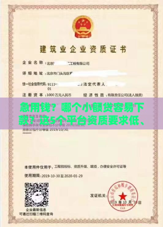 急用钱？哪个小额贷容易下款？这5个平台资质要求低、到账快！