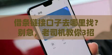 借条链接口子去哪里找？别急，老司机教你3招