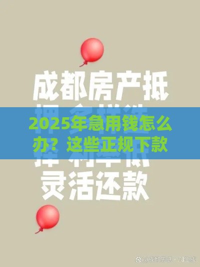 2025年急用钱怎么办？这些正规下款渠道助你快速解决资金难题