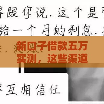 新口子借款五万实测，这些渠道下款快又稳